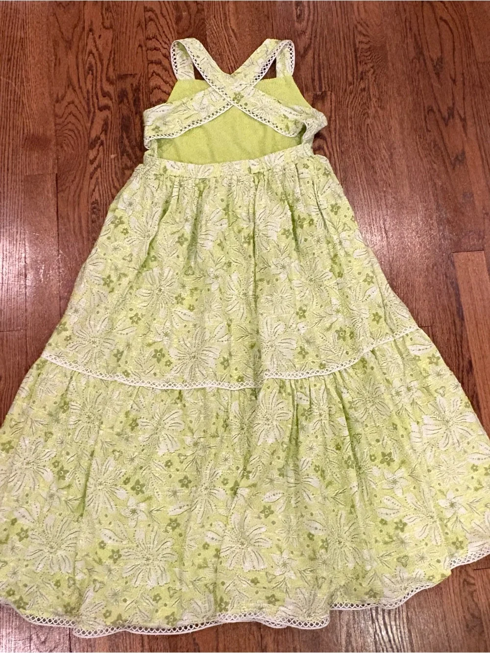 Joie Lime Green and White Floral Tiered Sundress